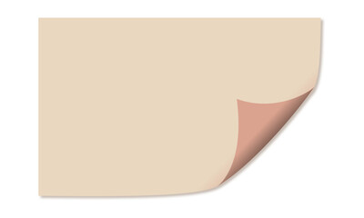 Curled corner of paper in pastel background with soft shadows, realistic paper page mockup