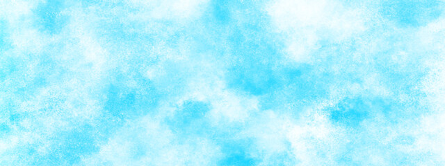 Obraz premium blurred and grainy Blue powder explosion, watercolor abstract grunge blue paper texture painting background, Natural and cloudy fresh blue sky background, shiny and soft sky blue watercolor texture.