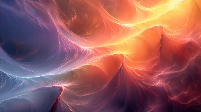 Evolution unfolding in many holons, rays of light, awakening, mysticism, digital art,