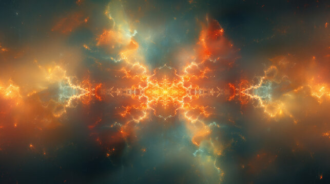Evolution unfolding in many holons, rays of light, awakening, mysticism, digital art,
