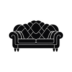 Sofa black silhouette vector with white color background