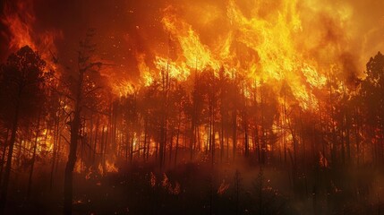 Obraz premium Fire in the forest A natural catastrophe with devastating consequences