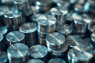 Close Up of Shiny Metal Cylinders in a Factory Setting