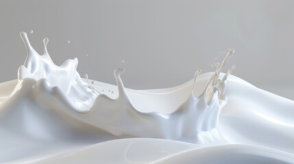 Splash of milk with clipping path. 3D illustration, milk, liquid, drink, splashing, motion, dairy, beverage, cream, white, fresh, food, freshness, dro