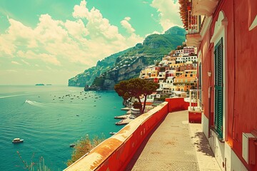 A breathtaking view of a coastal Italian village, making a stunning travel wallpaper