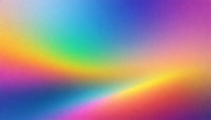 Obraz premium iridescent bright rainbow gradient abstract background, grainy noise texture, cinematic backdrop for product presentation with copy space, lgbt queer pride month