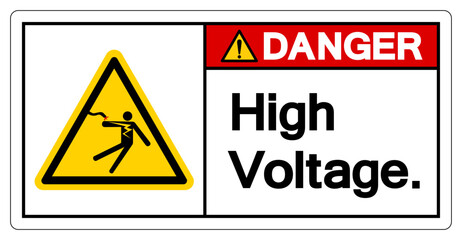 Danger High Voltage Symbol Sign, Vector Illustration, Isolate On White Background Label .EPS10