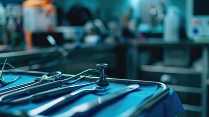  an array of meticulously arranged medical instruments and tools, gleaming under sterile light, emphasizing precision and preparedness for any procedure.