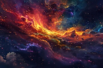 Fototapeta premium vibrant fireworks display illuminating night sky with colorful bursts and sparkling trails digital painting