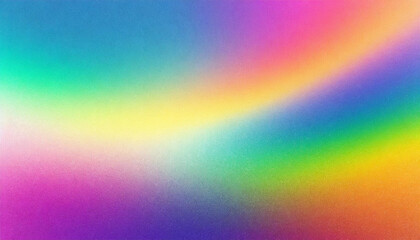 Obraz premium iridescent bright rainbow gradient abstract background, grainy noise texture, cinematic backdrop for product presentation with copy space, lgbt queer pride month