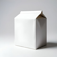 Photo of a closed white packaging box or carton on white background. Generative Ai