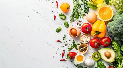 Proper nutrition banner copy space background healthy foods diet menu veggies fruits fresh Healthy lifestyles, advertising, and creative lifestyles, Generative AI.