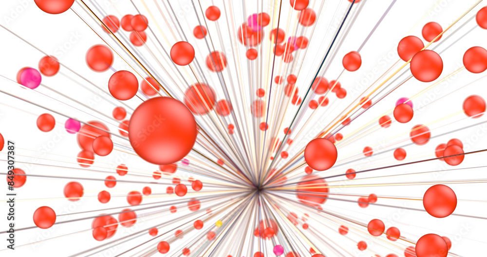 Poster Multi color connected lines and dots network 3d illustration