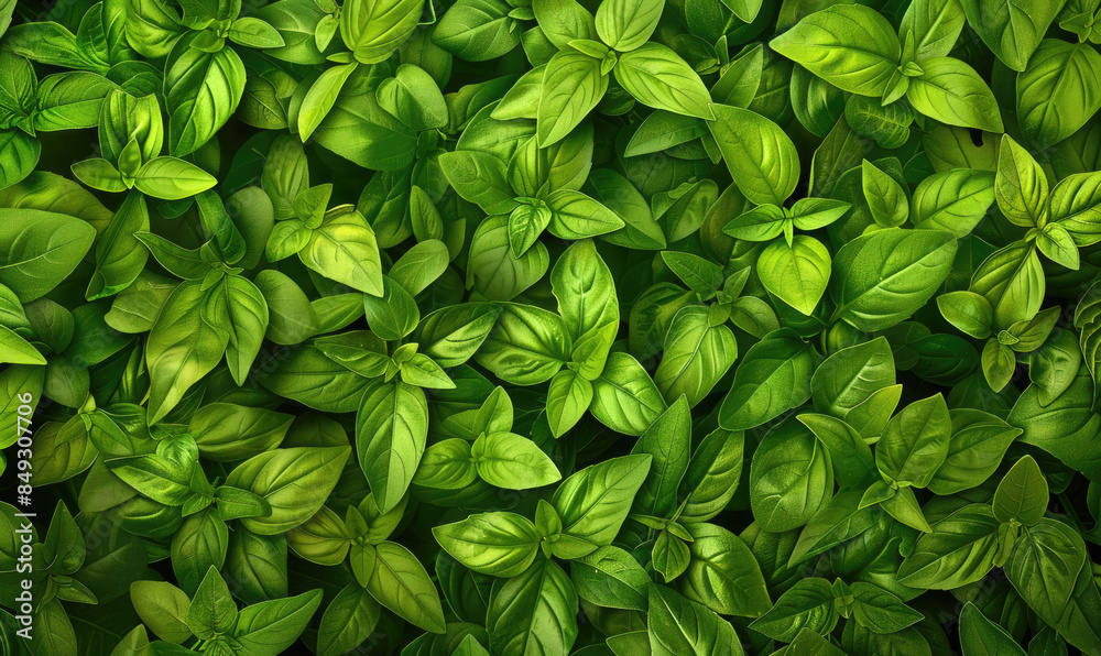 Wall mural Basil leaves texture background