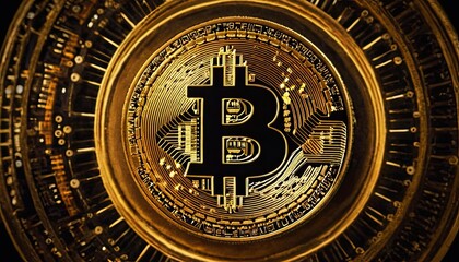 Fototapeta premium Bitcoin cryptocurrency digital money golden coin technology and business concept Cryptocurrency bitcoin