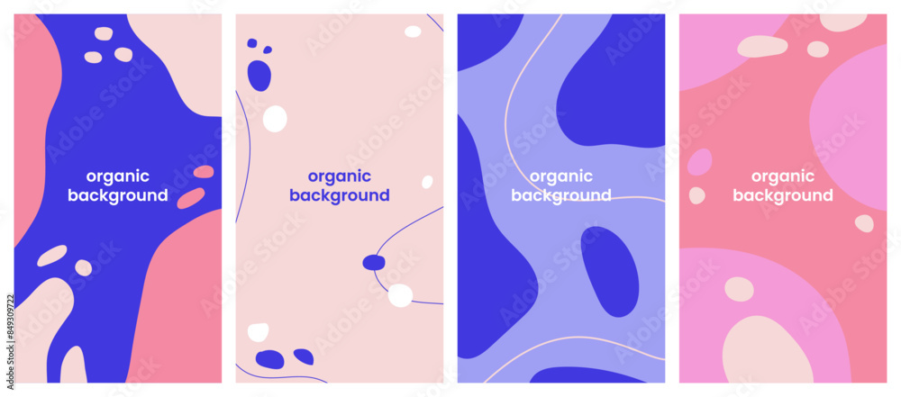 Wall mural vector set of abstract creative backgrounds in minimal organic style with space for text. contempora