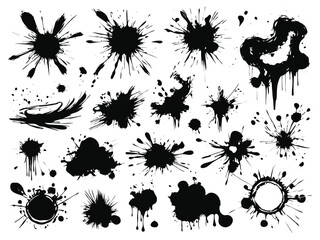 Flat design ink splash elements, Scrawls and blots 