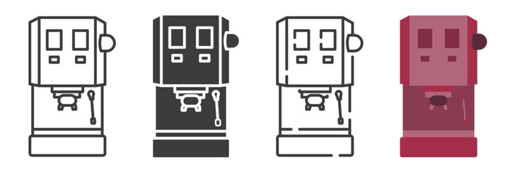 Coffee maker in different styles. Coffee machine. Making coffee.