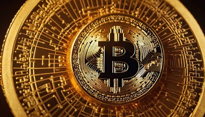 Obraz premium Bitcoin cryptocurrency digital money golden coin