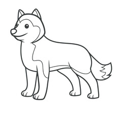 Cartoon husky drawing with line art style. Simple design outline style. You can give color you want. Vector illustration