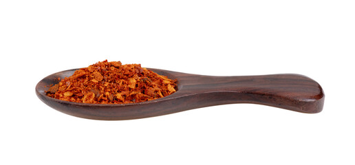 pile of red pepper in wood spoon on transparent png