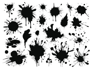 Flat design ink splash elements, Scrawls and blots 