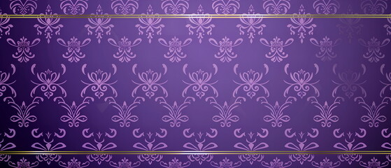 Thai Art pattern matte gray background with elegant frame, high quality flat vector,
Floral vintage seamless wallpaper with pink and purple damask patterns