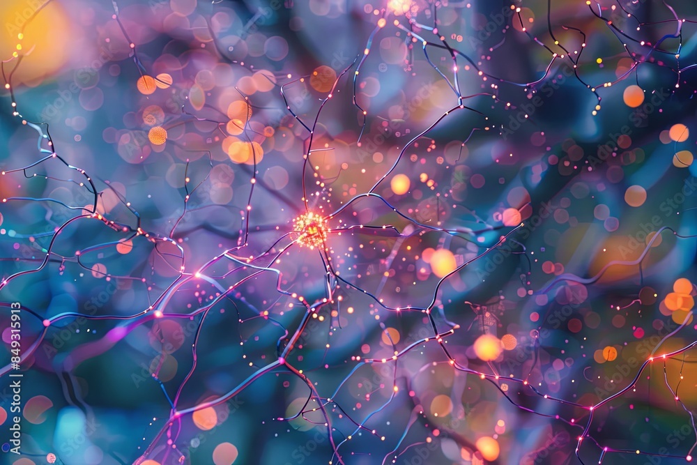 Aufkleber An abstract visual representation of a neural network, highlighting the complex interconnections and data processing capabilities of AI. Generative AI