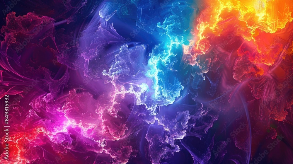 Wall mural abstract fractal background with multicolor texture