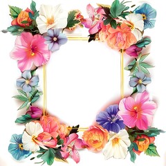 Realistic flowers frames isolated on white background
