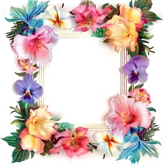 Obraz premium Realistic flowers frames isolated on white background 