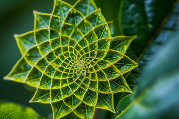 floral geometry, alien plant, spiral, fractal, mandala, closeup, sacred geometry, jungle mood, rainforest, photorealistic // ai-generated 