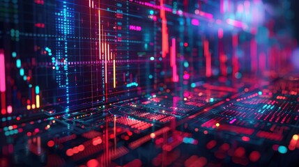Obraz premium Digital currency trading platform with crypto trends visualization