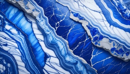 Beautiful, layered background in shades of blue. Cross-section of a mineral, a stone called sodalite.
