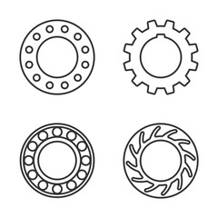 Industrial equipment icons - flange, gear, bearing, pump