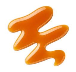 Caramel sauce swirl on white background
