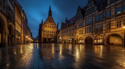 Obraz premium AI generator image of Munster, Germany, beautiful water reflection in the rainy season