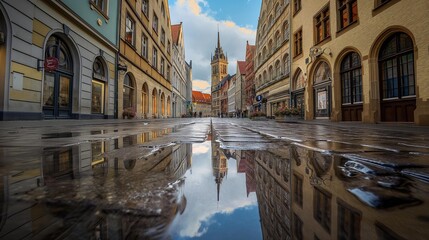 Obraz premium AI generator image of Munster, Germany, beautiful water reflection in the rainy season
