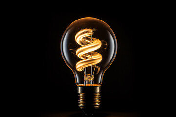 a light bulb with spiral light - Powered by Adobe