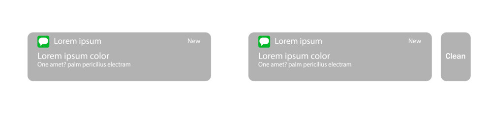 Vector illustration of push notification dark theme template layout on iphone screen, read or delete message