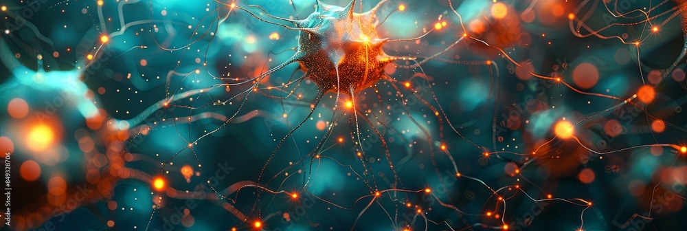 Leinwandbilder a stylized digital illustration of a neural network with nodes and connections, showcasing the proce