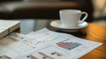 Business on coffee table, wallpaper, relaxation amidst business planning