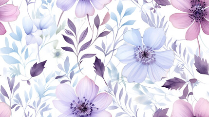 Obraz premium Watercolor seamless pattern with spring flowers