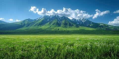 Green Mountains and Blue Sky