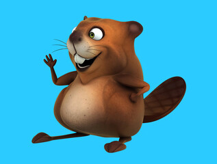 Naklejka premium Fun 3D beaver saying hello