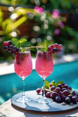 cool grape cocktail on the table. Selective focus