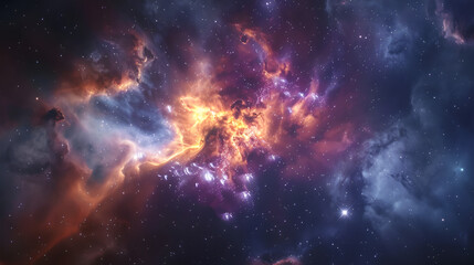 Colorful Space Galaxy Cloud Nebula with Starry Night Cosmos and Supernova