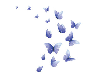 black flock of butterfly hand drawn design vector fliying