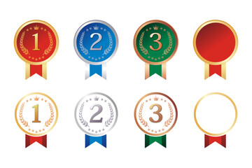 ランキング, メダル, 王冠, フレーム, 金銀銅のベクターアイコンイラスト白背景