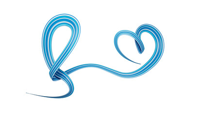 Obraz premium Blue awareness ribbon with Heart shape on white background 3d illustration 